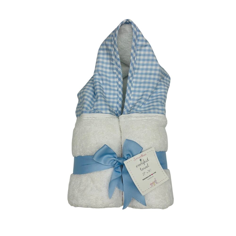 NWT Rockin' Royalty Baby Blue Check Hooded Towel